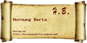 Hornung Berta névjegykártya